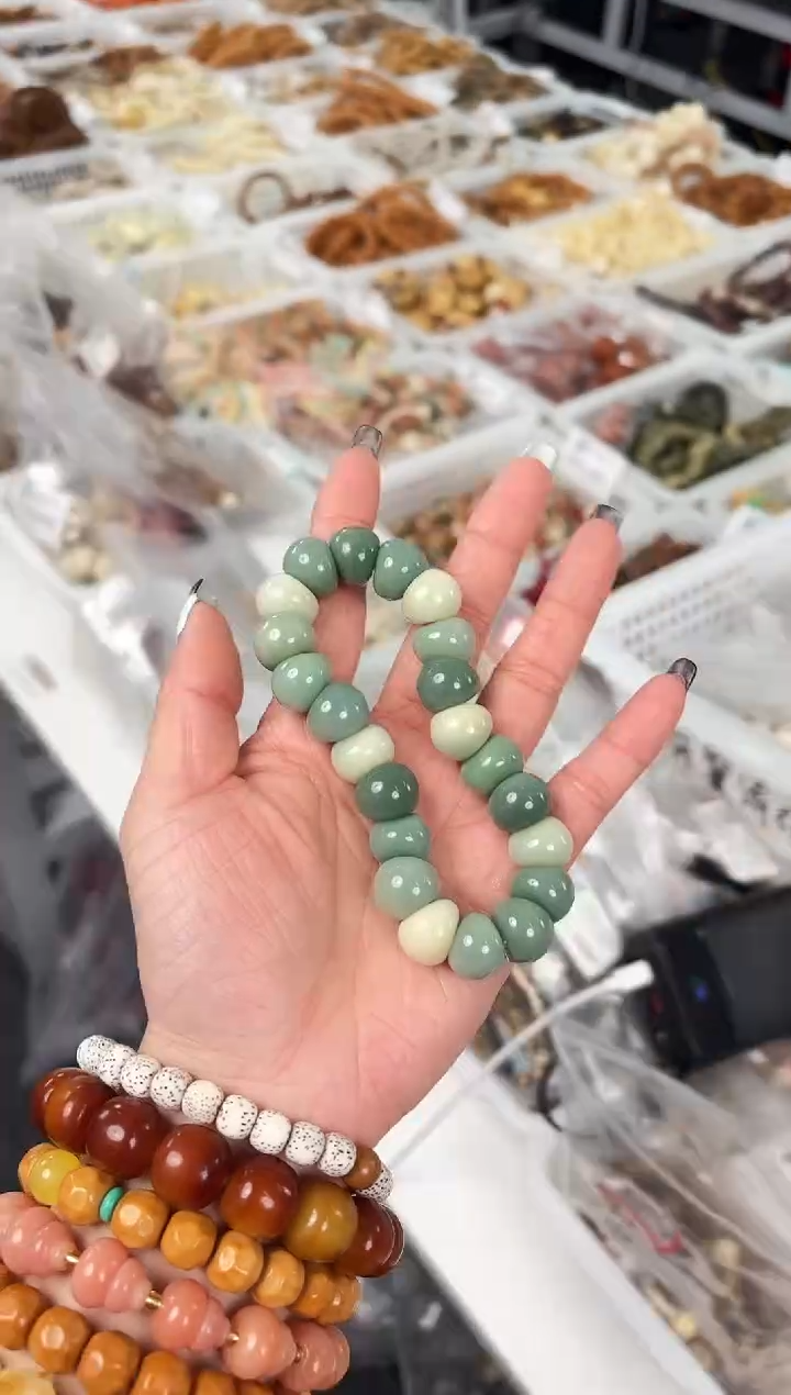 手串菩提根/象牙果【碧岫14mm】菩提根浅青提蒜瓣单圈@@CS021-1793