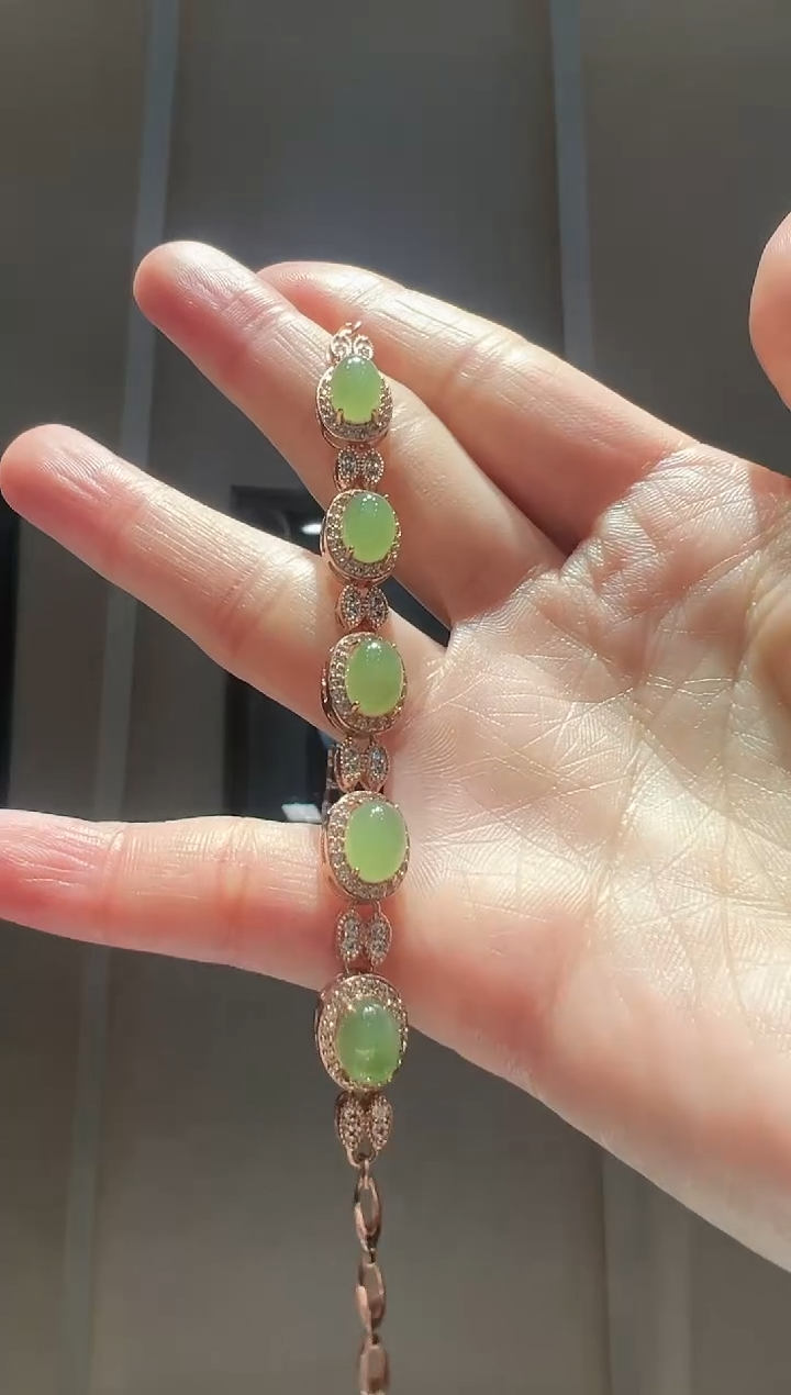 【闪购商品】和田玉（碧玉）手链银S925镶嵌9】