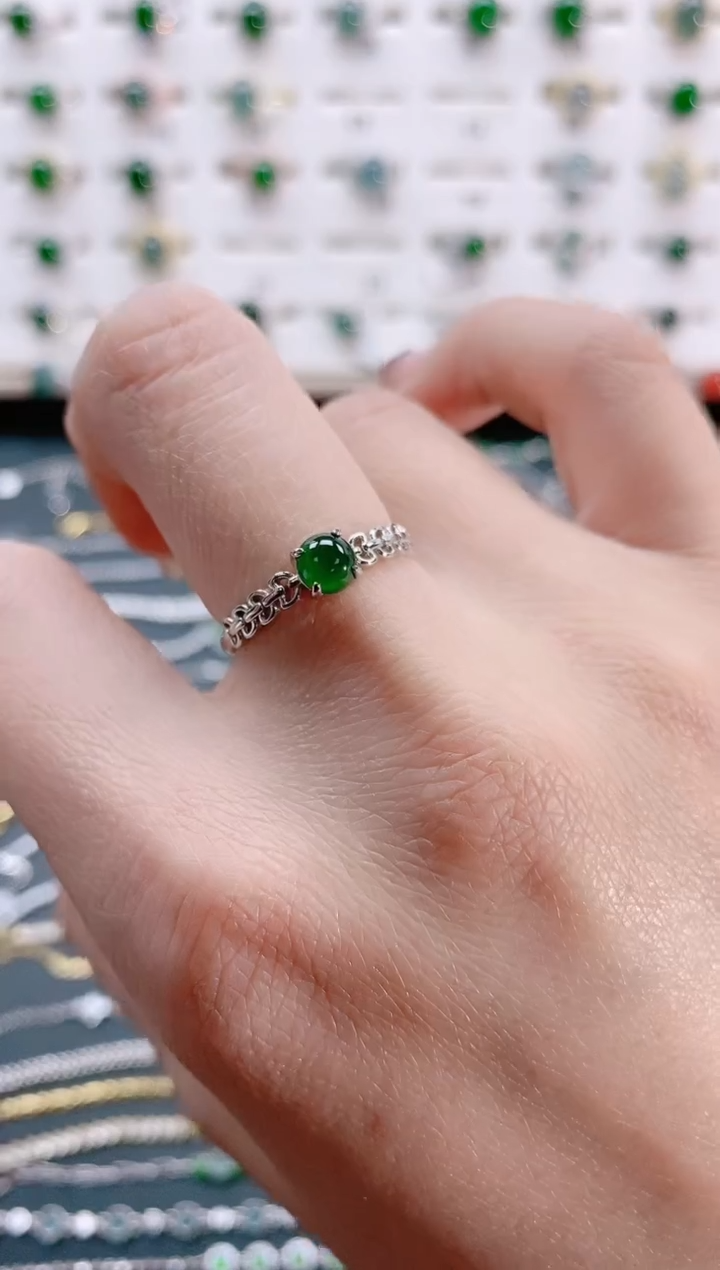 【闪购商品】翡翠戒指银S925镶嵌天然翡翠
