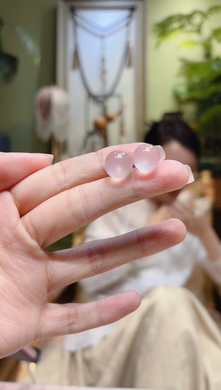 【闪购商品】水晶耳饰18K金镶嵌粉水晶耳饰11.4