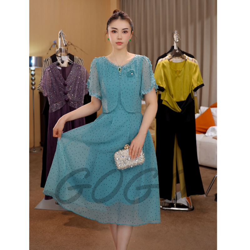 G6587时尚波点连衣裙女夏季2025年新款精致洋气减龄中长款裙子