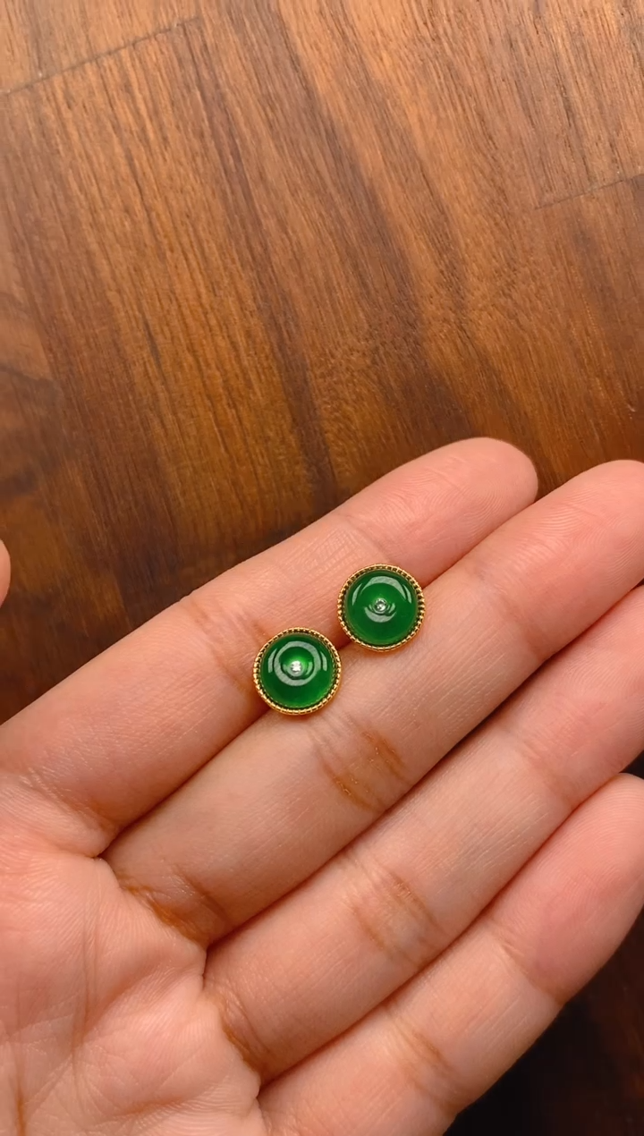 【闪购商品】翡翠耳饰银S925镶嵌平安扣耳饰