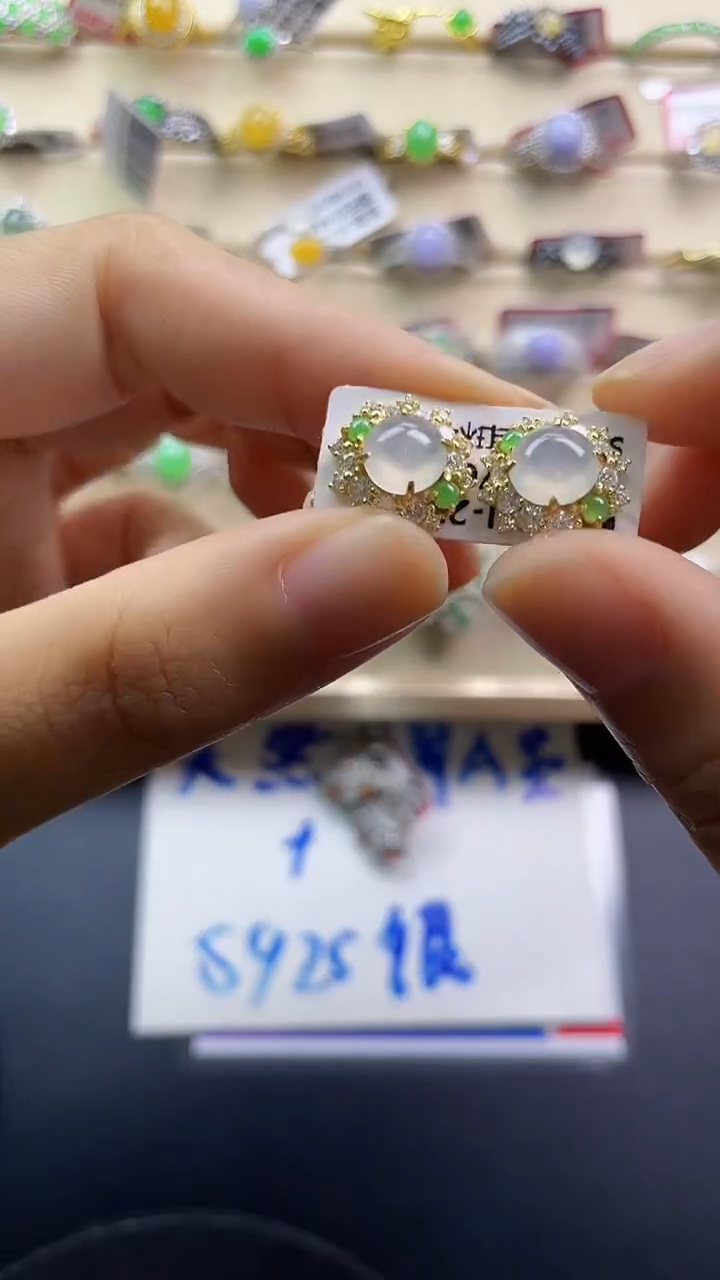 银S925镶嵌戒指翡翠翡翠 蛋面 银S925镶嵌