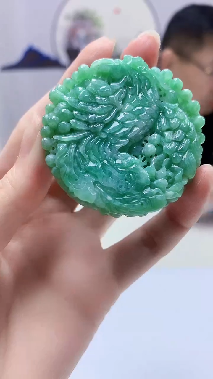 【闪购商品】定制翡翠未镶嵌5152zm-毛货挂件龙凤321