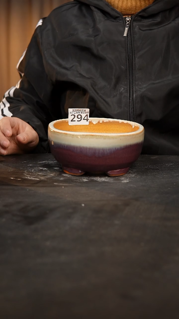 【闪购商品】瓷片294泥泥手工花盆口14高8