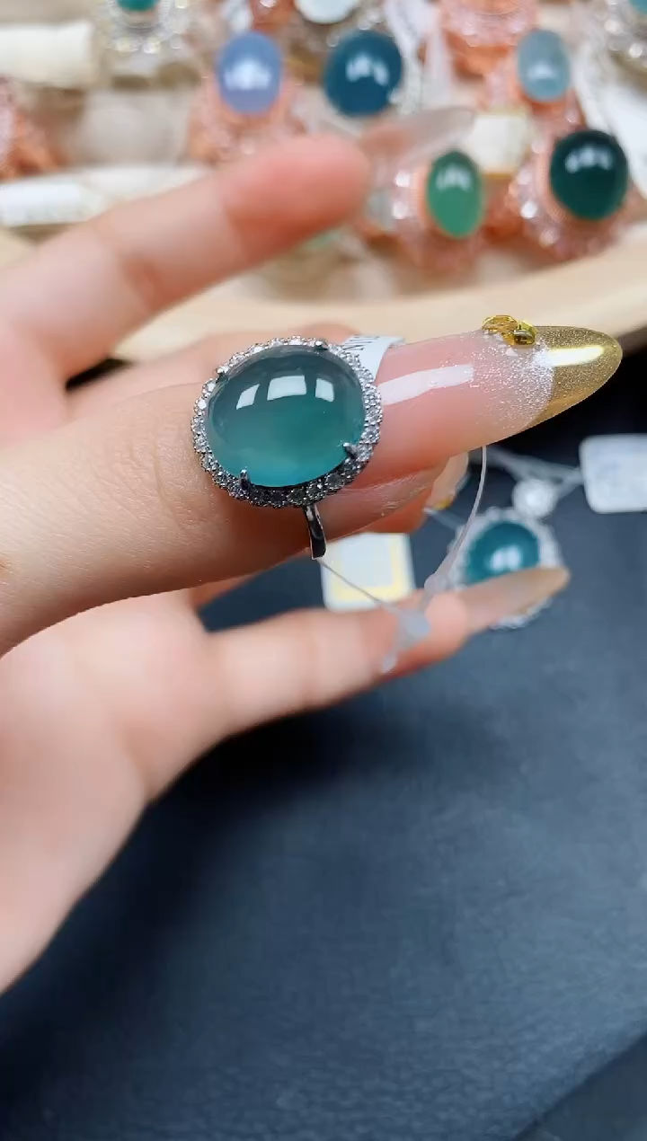 【闪购商品】翡翠戒指银S925镶嵌翡翠