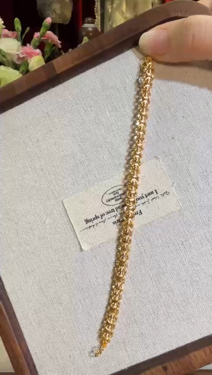 【闪购商品】淡水珍珠手绳18K金镶嵌全金猫眼金表
