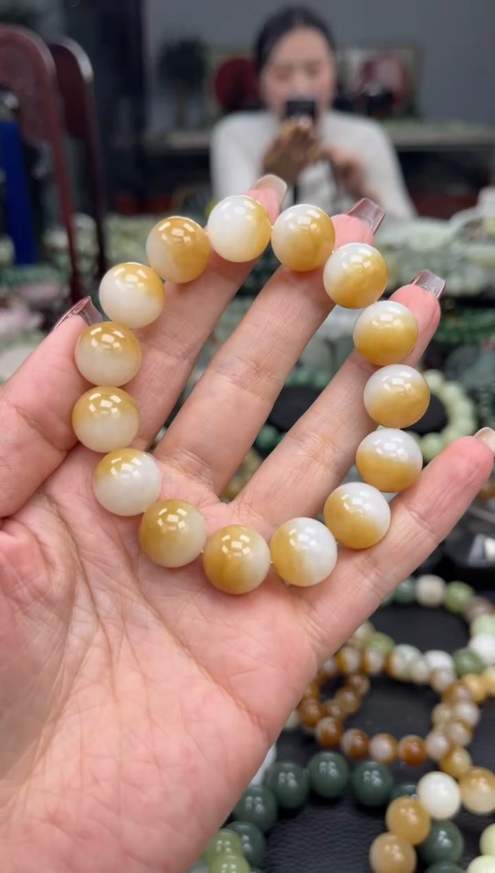 【闪购商品】和田玉手串未镶嵌新疆且末糖白聚宝盆卡14