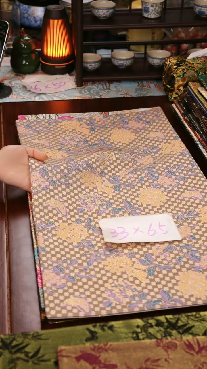  【蝴蝶绣球花双面】中国风干泡织锦茶席33*65