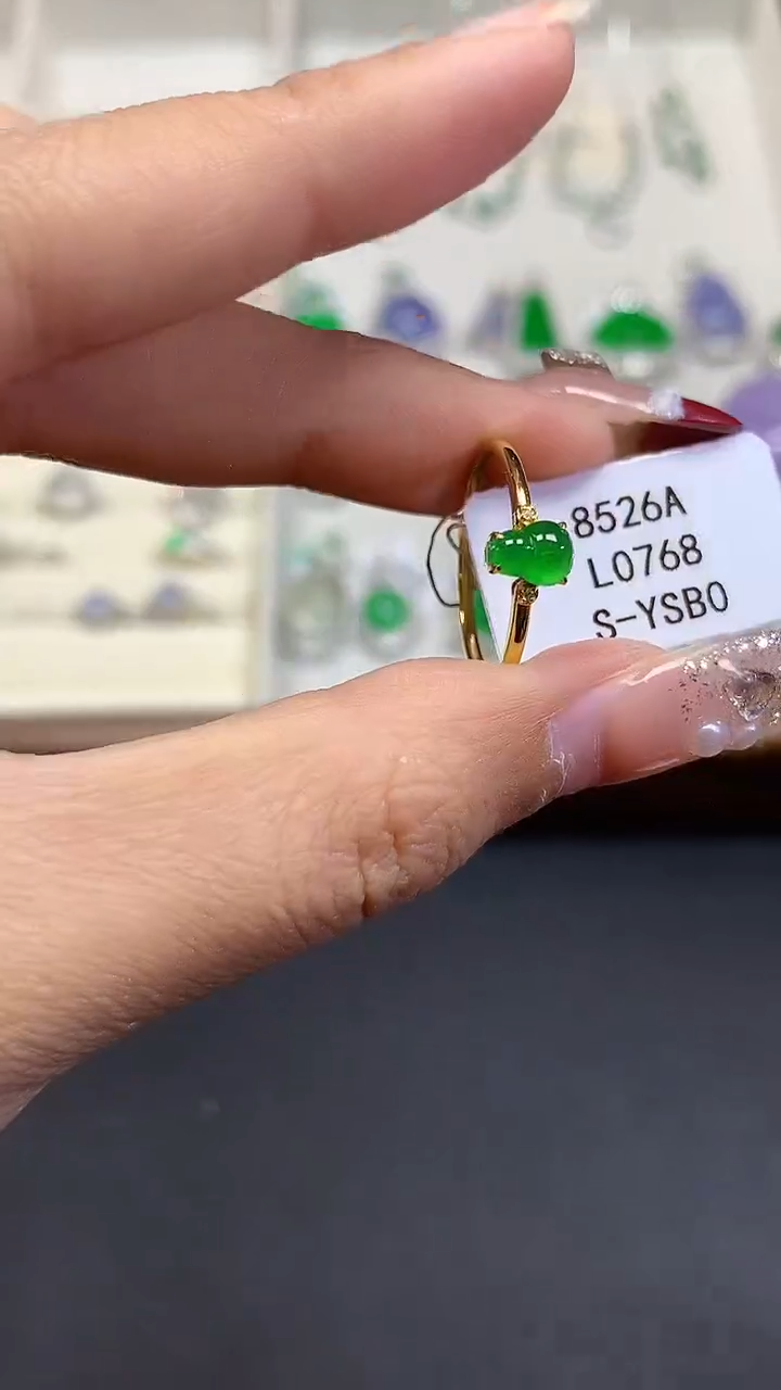 【闪购商品】翡翠18K金镶嵌戒指L0768多样性发其一