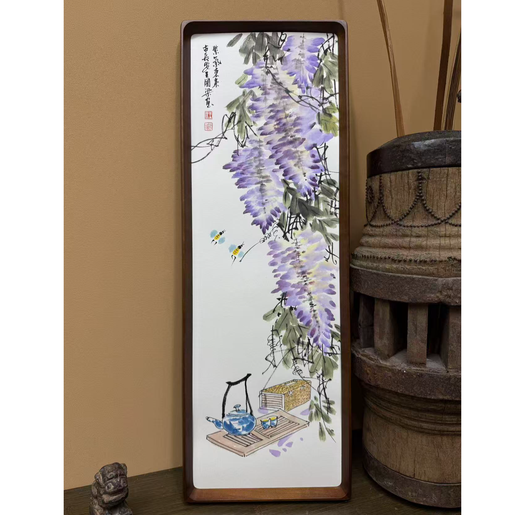 《紫气东来》22×62花鸟装饰画