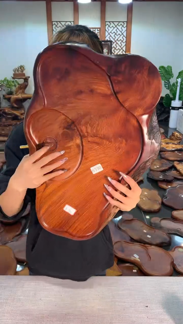 【闪购商品】大果紫檀（缅甸花梨）茶盘8330