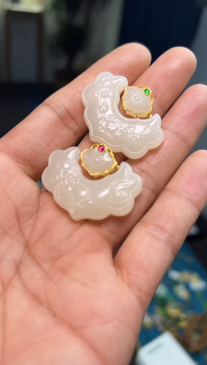 【闪购商品】和田玉吊坠18K金镶嵌和田玉吊坠多样性发货拍一发一