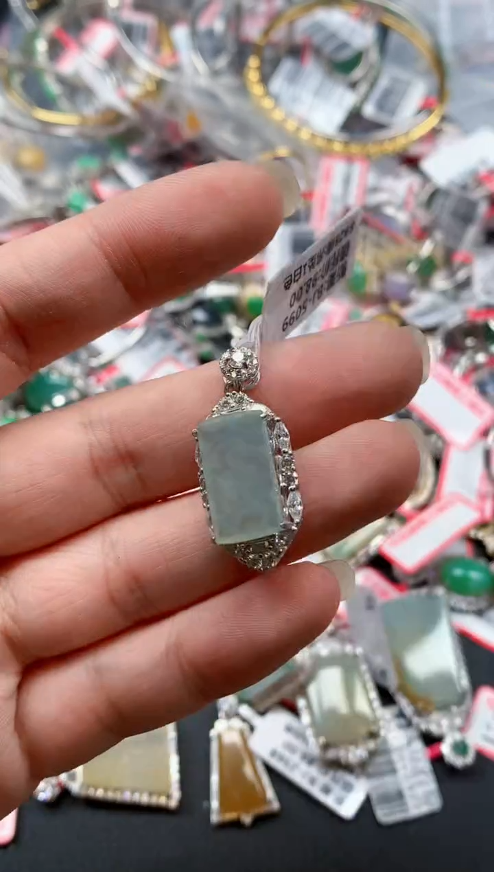 银S925镶嵌戒指翡翠天然A货缅甸翡翠