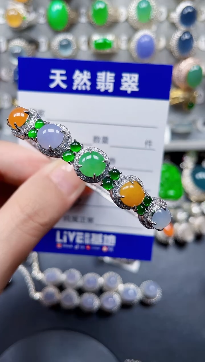 银S925镶嵌手镯翡翠233