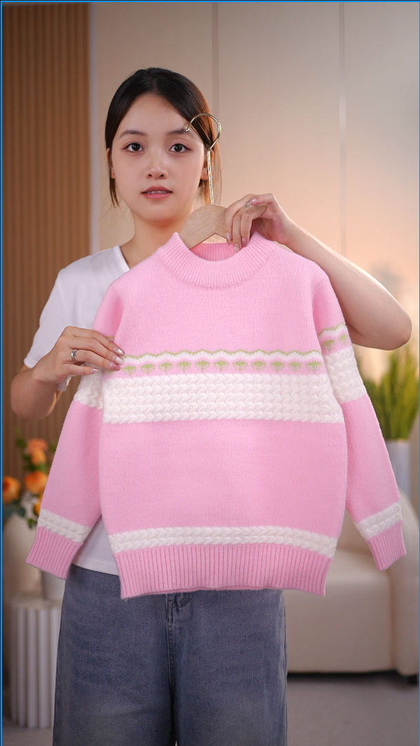 圆领长袖女薄款休闲风毛衣针织衫毛衫上衣公主风