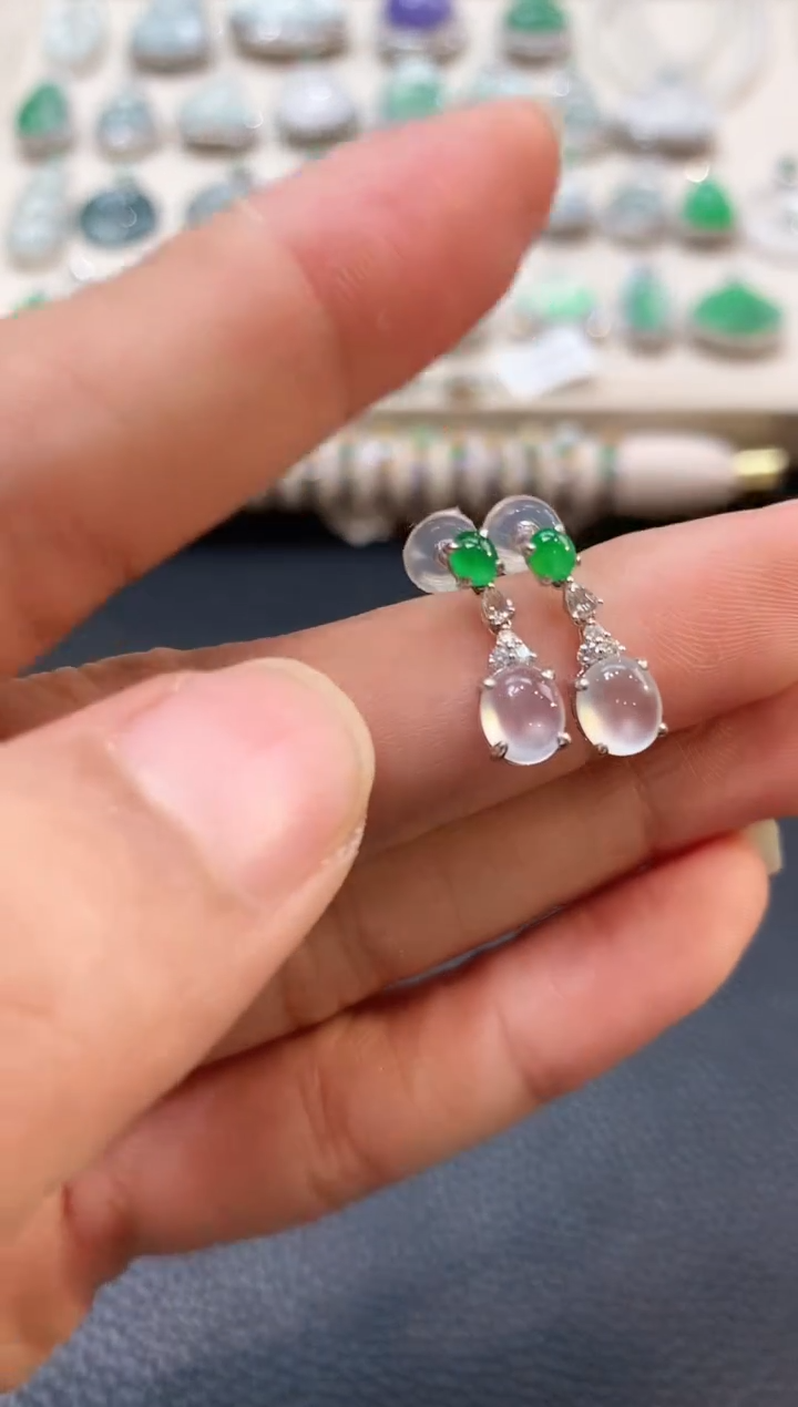 翡翠18K金镶嵌耳饰b34春日珠宝多样性一件发货