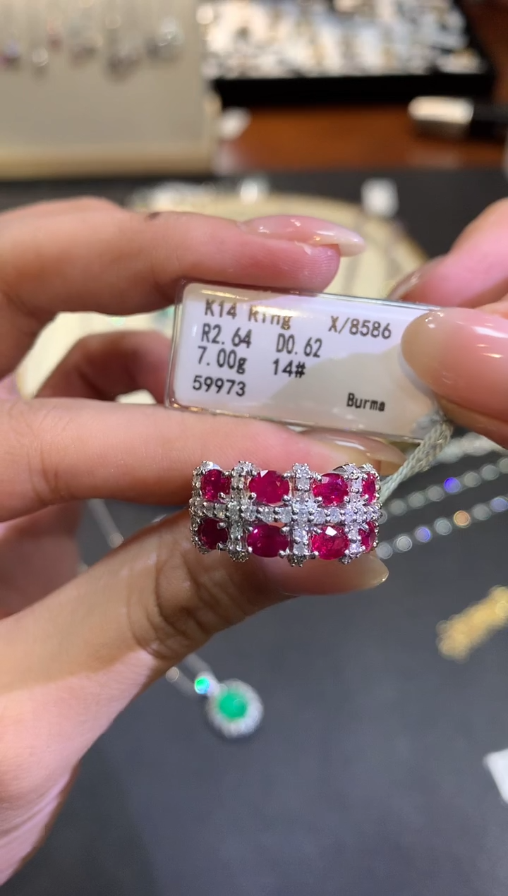 定制红宝石戒指14K金镶嵌D458|12800