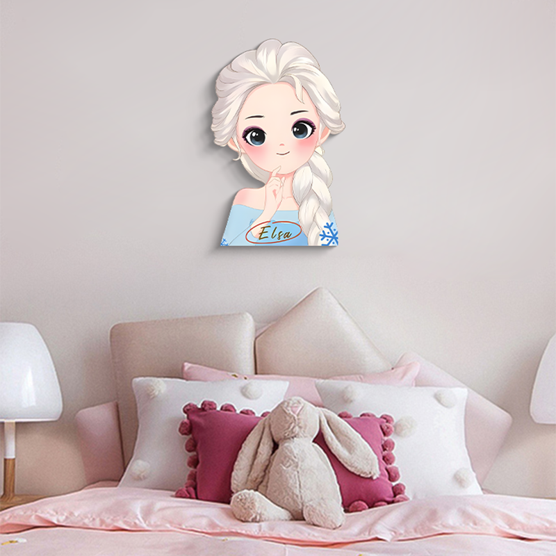 卧室床头装饰画现代简约公主房挂画女孩粉色儿童房间艾莎公主3046