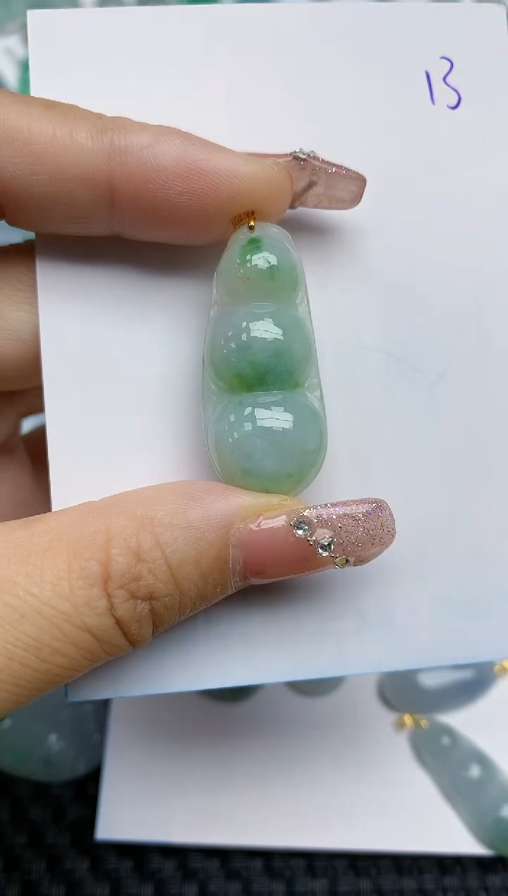 【闪购商品】翡翠颈饰18K金镶嵌天然A货翡翠 13