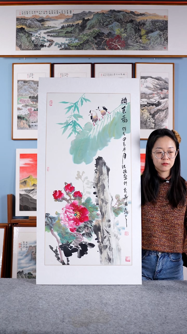 【闪购商品】国画开播福利/汪琼《醉春图》含框122*62