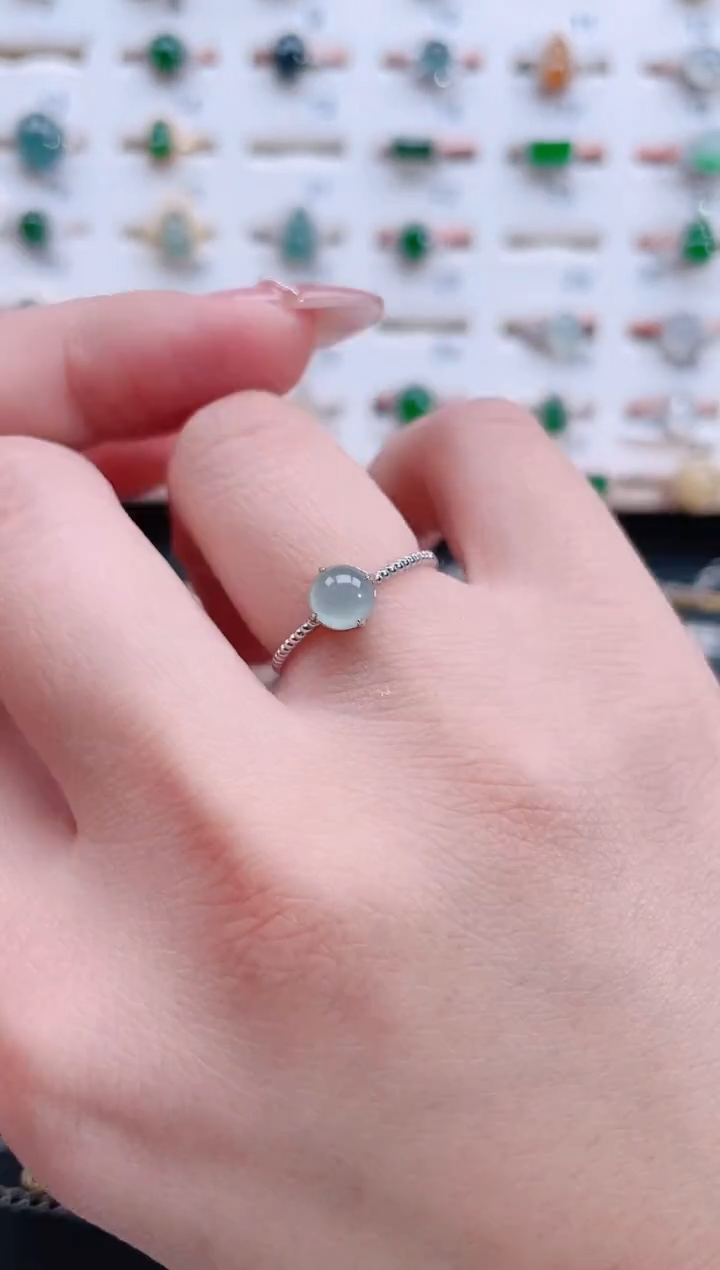 银S925镶嵌戒指翡翠天然翡翠