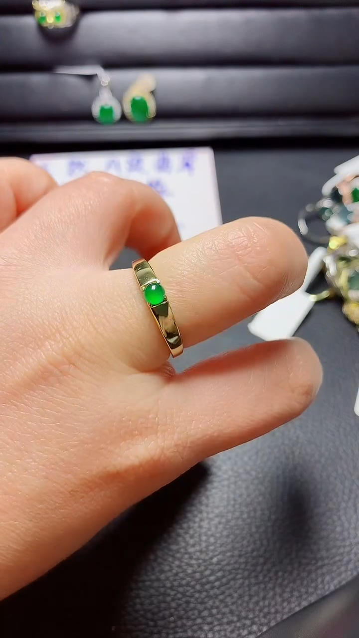 银S925镶嵌戒指翡翠天然翡翠A货s925银镶