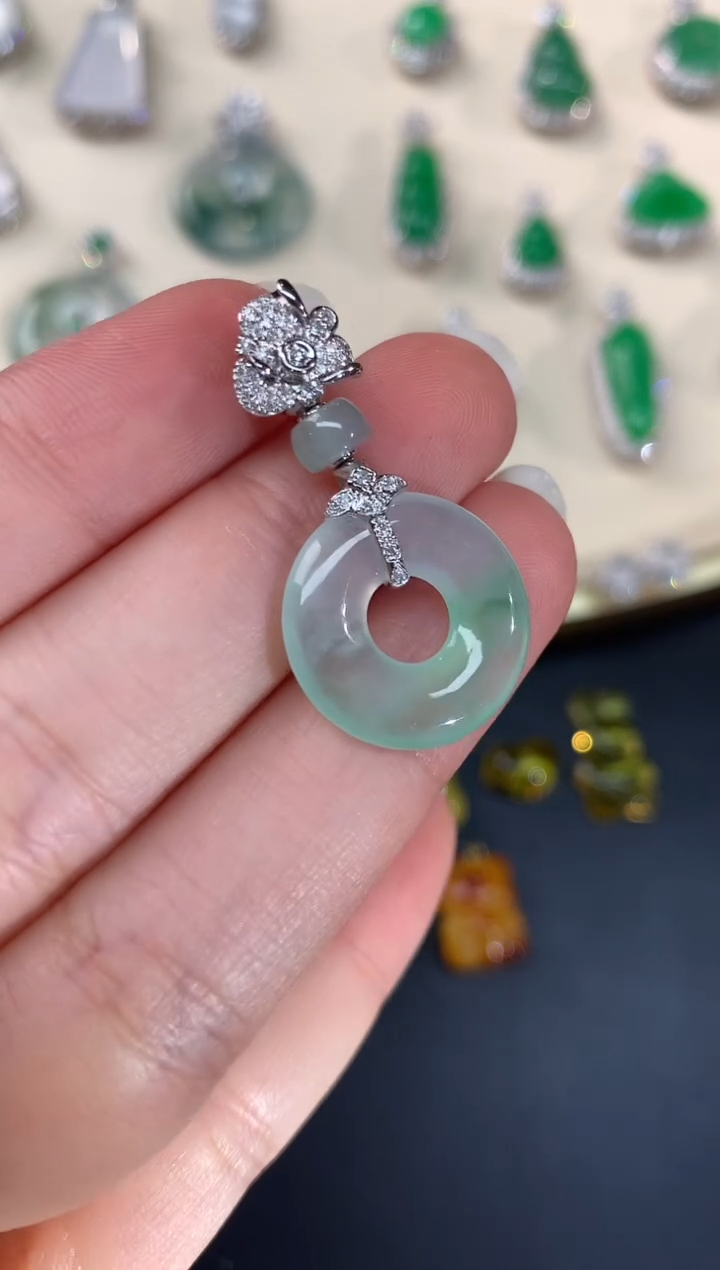 【闪购商品】翡翠吊坠(不含链)18K金镶嵌A119|5800