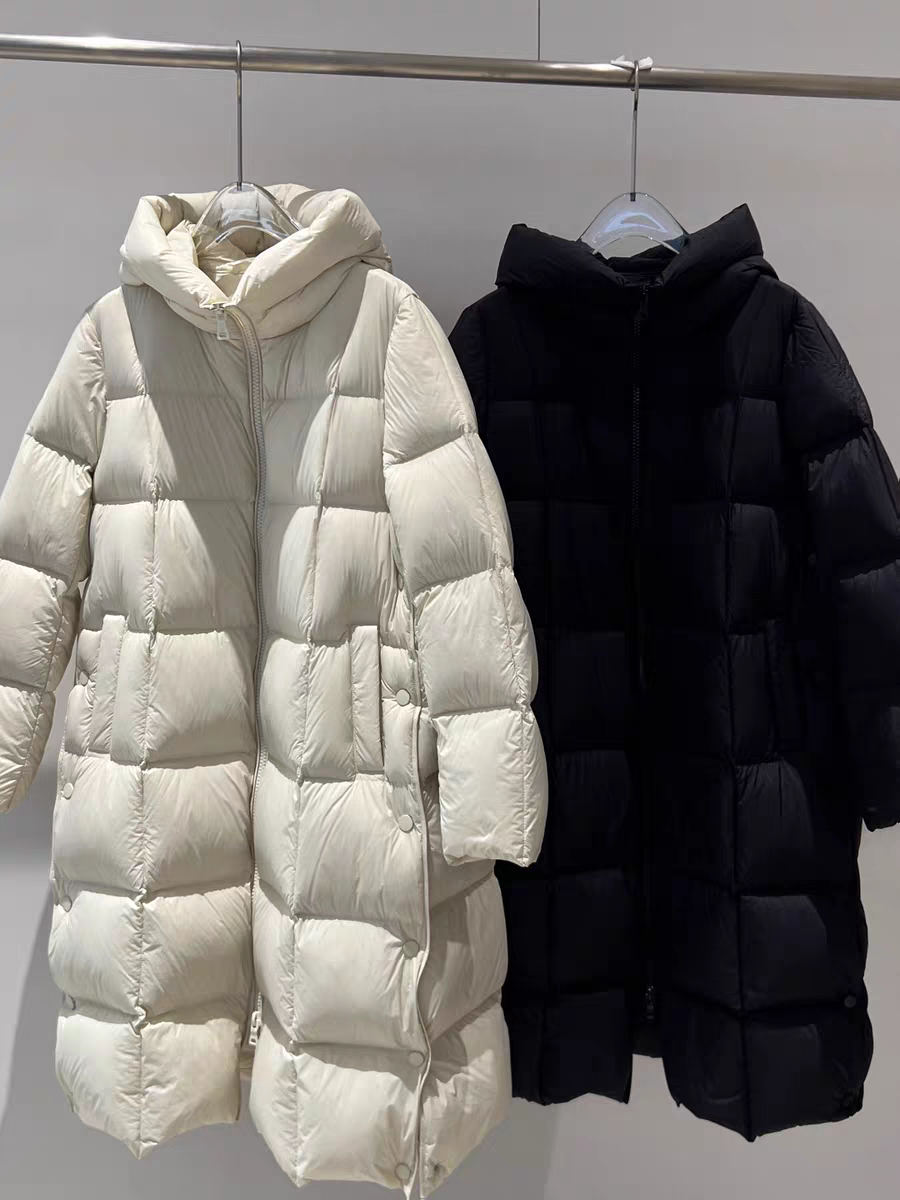 【艾家】黑黄双色长款羽绒服