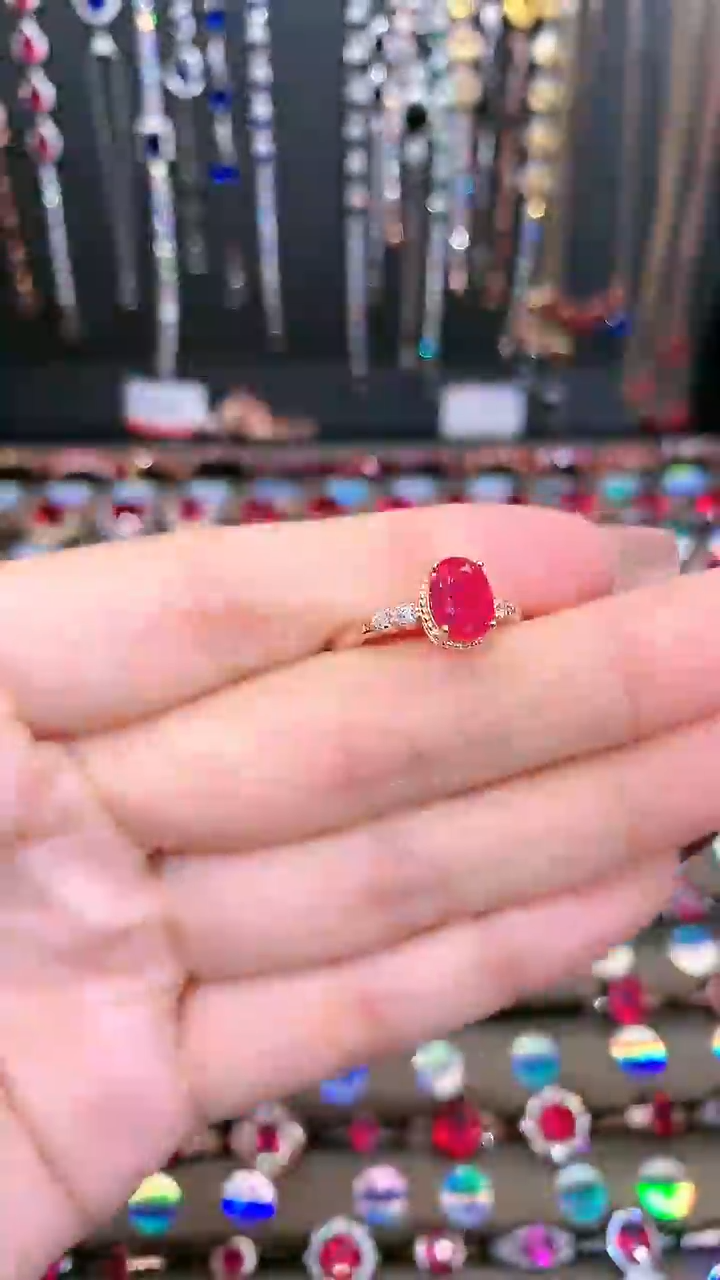 【闪购商品】红宝石戒指银S925镶嵌6.8玫瑰金