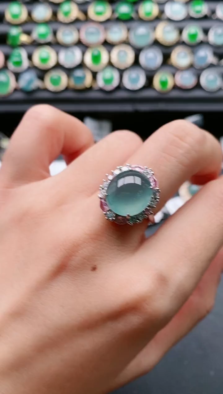 【闪购商品】翡翠戒指银S925镶嵌111111