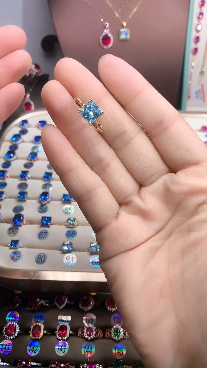 【闪购商品】海蓝宝石戒圈银S925镶嵌金色8