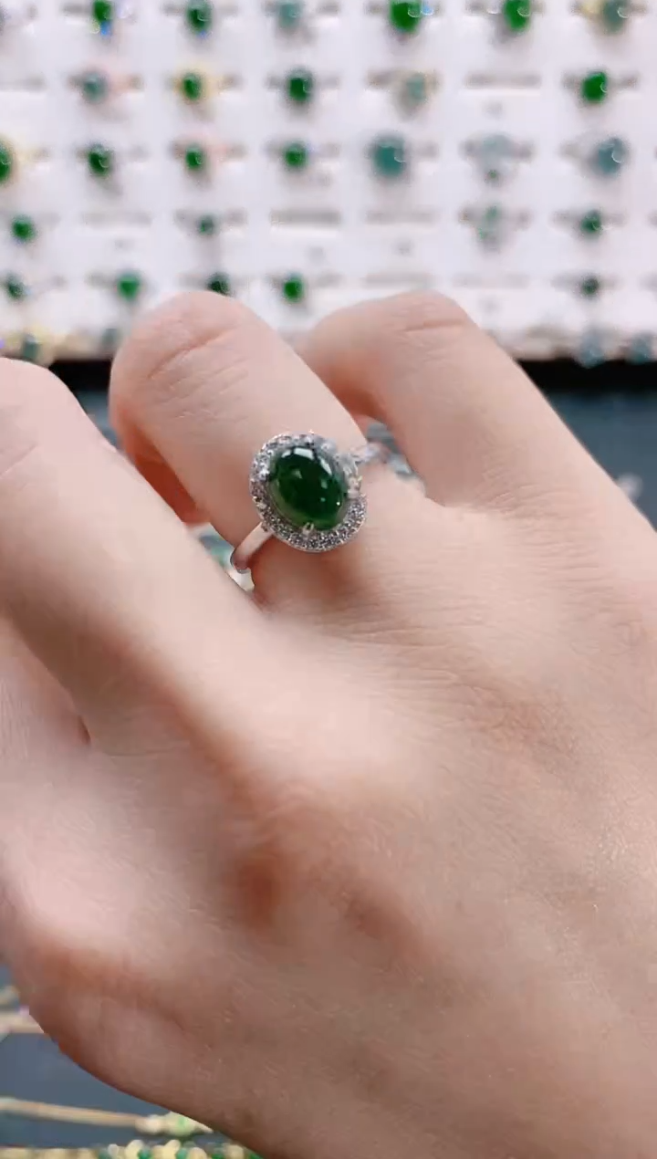 【闪购商品】翡翠戒指银S925镶嵌天然翡翠