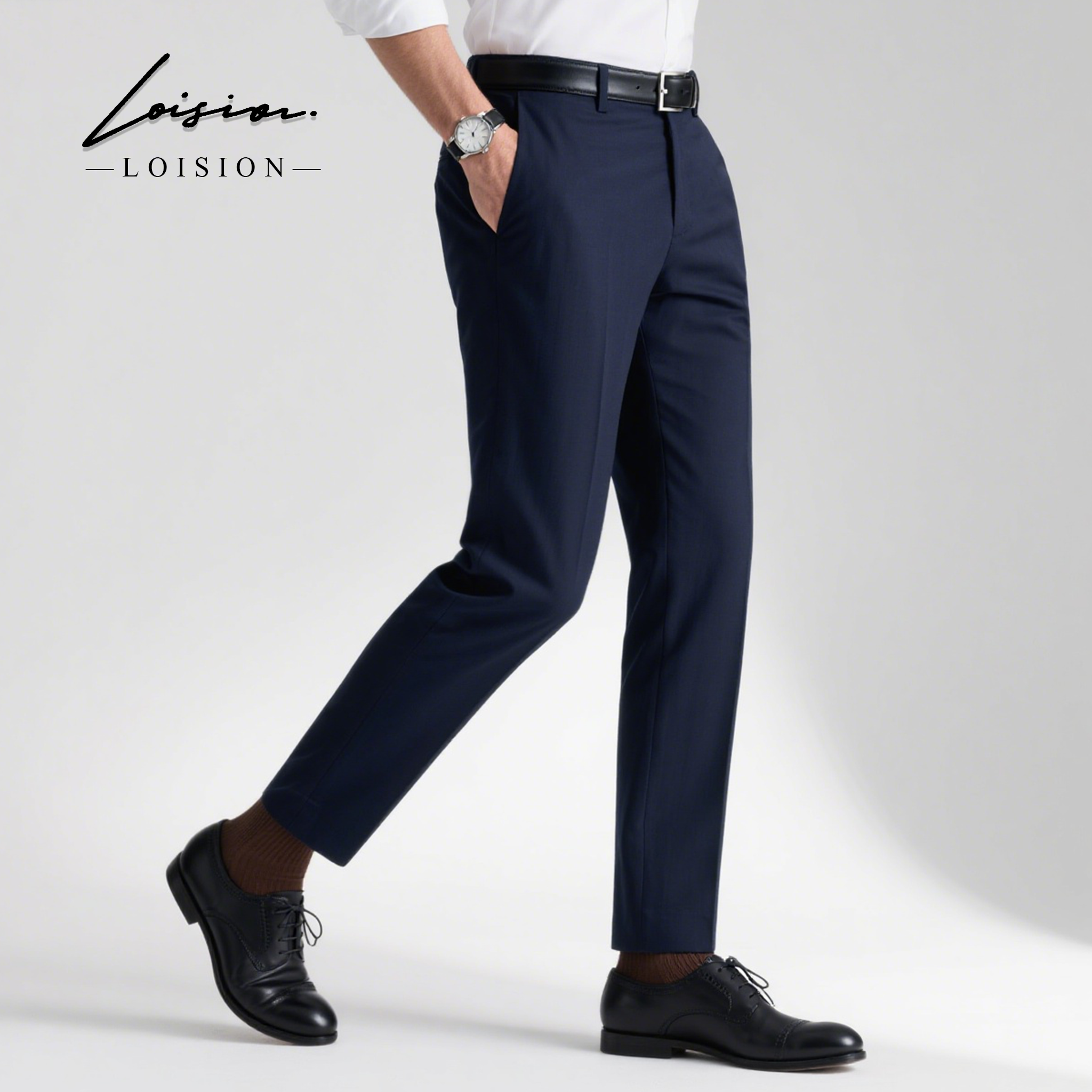 【100羊毛西裤】藏青色男士西裤轻奢修身商务高级正装职业结婚上班