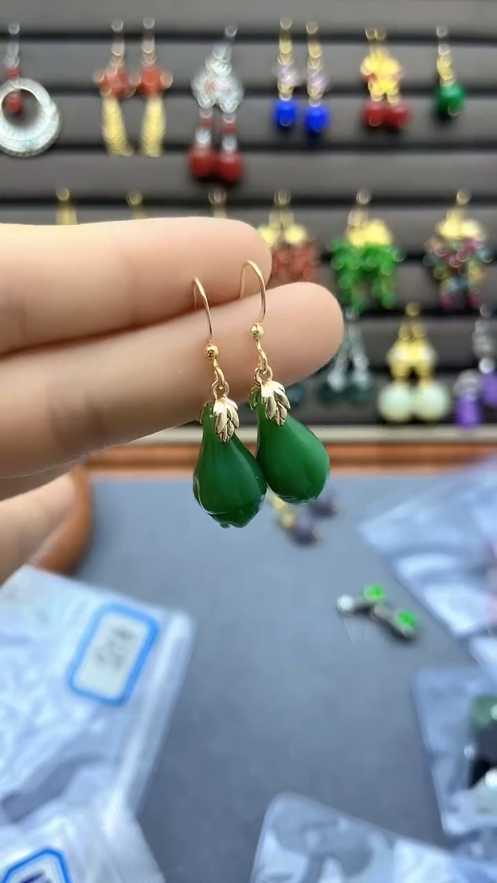 【闪购商品】和田玉耳饰14K金镶嵌425000