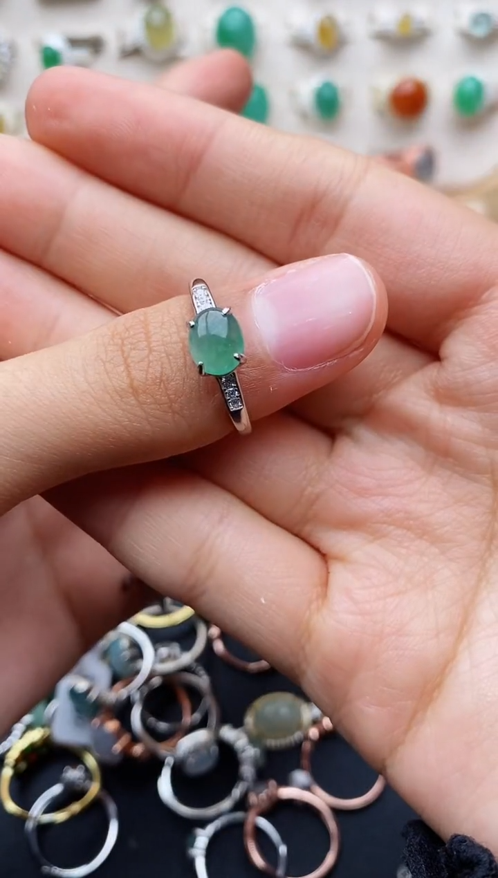 【闪购商品】翡翠戒指银S925镶嵌缅甸翡翠