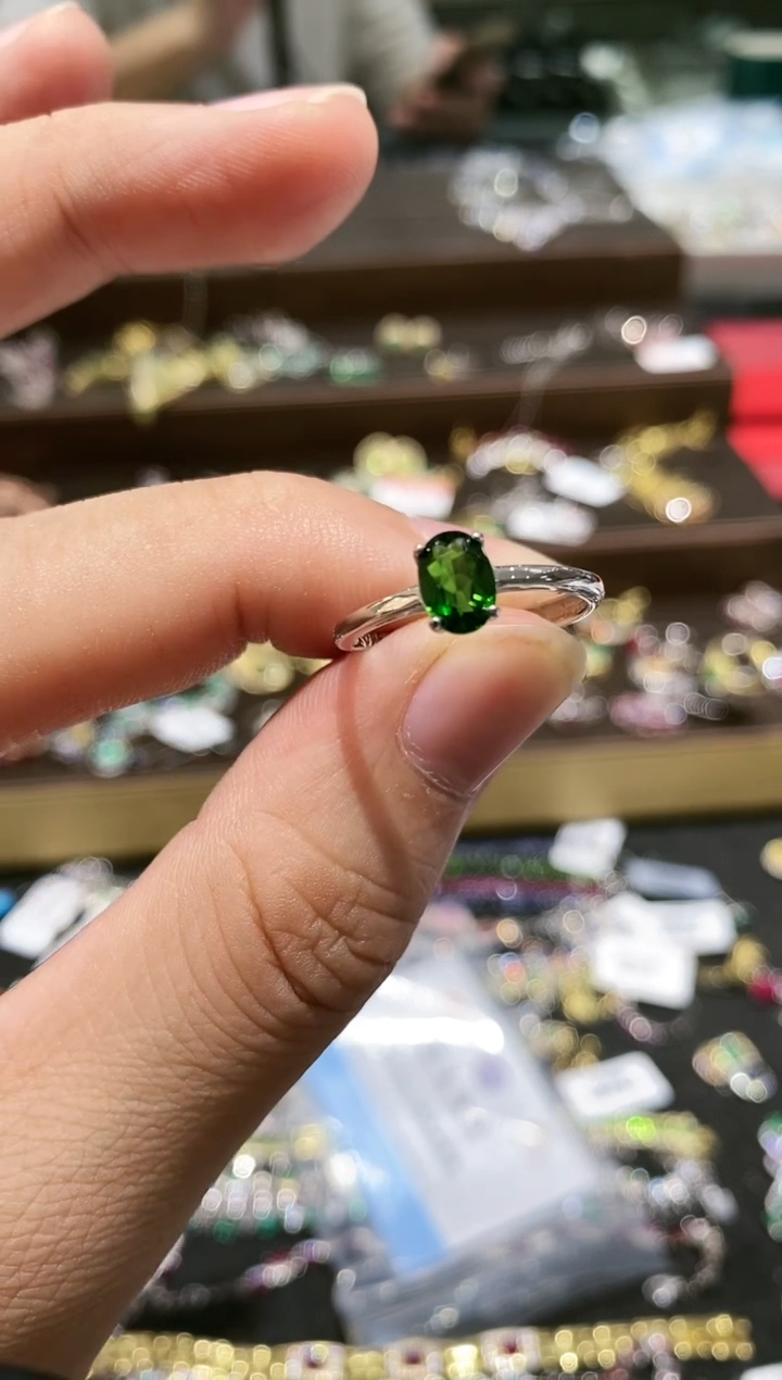 【闪购商品】透辉石戒指银S925镶嵌戒指