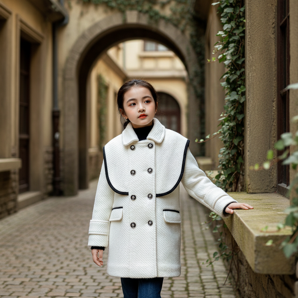 【2658】女童大衣女童设计师冬款大衣冬款加厚呢子外套长款毛呢韩版