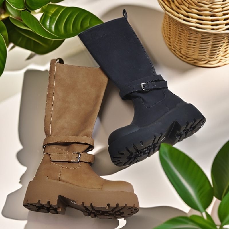 7702沃女鞋时装靴厚底复古百搭秋冬高筒短靴英伦21