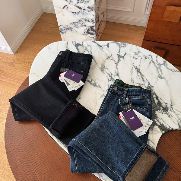 【断码清仓】高腰加绒加厚弹力女直筒牛仔裤修身冬季外穿一体绒