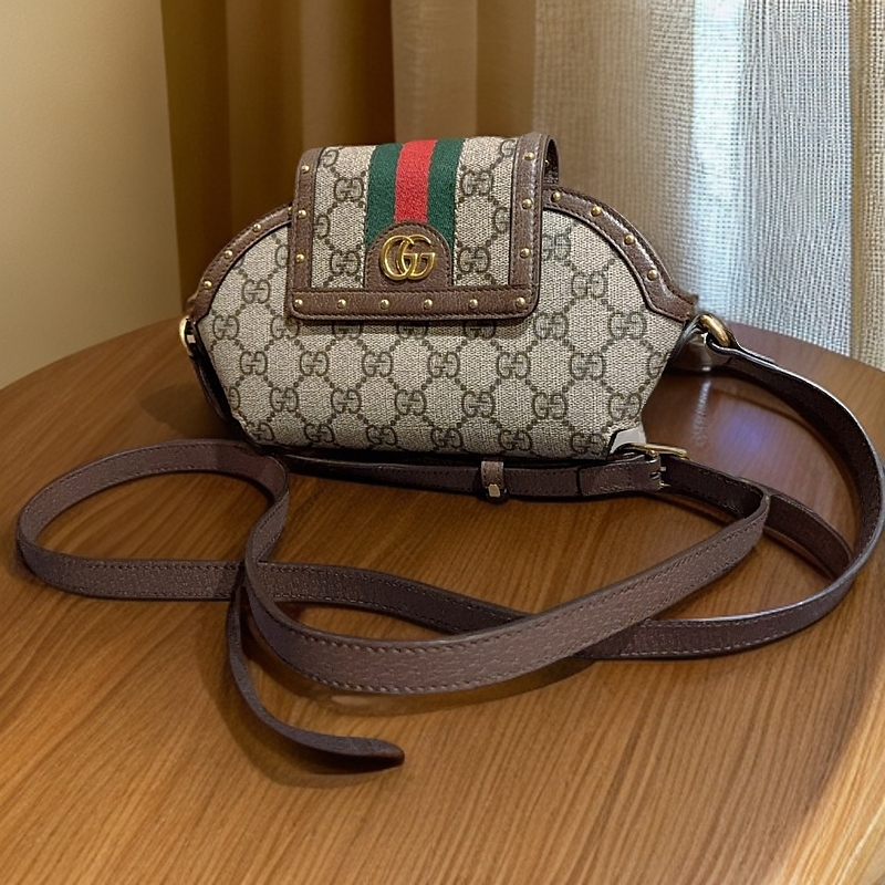 95新 GUCCI/古驰 老花红绿纹蝴蝶包  1232 1023 