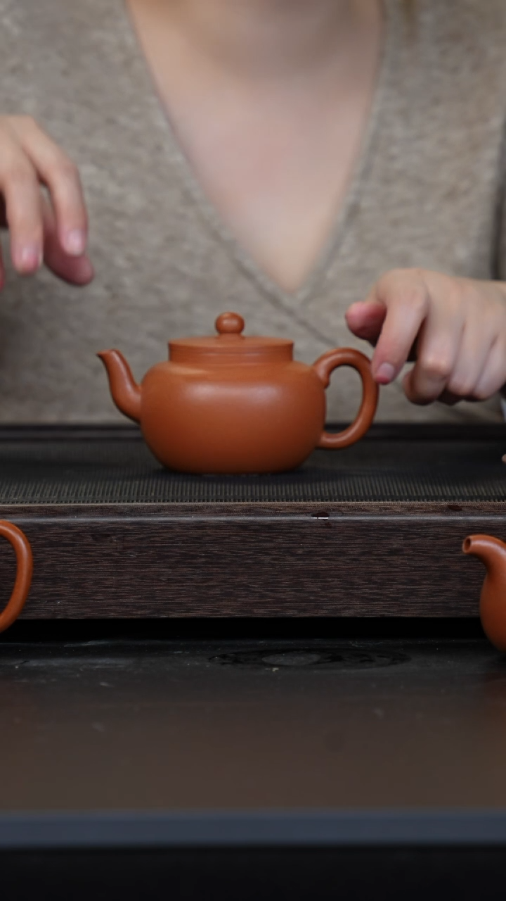 【闪购商品】紫砂茶壶大红泥平盖圆珠