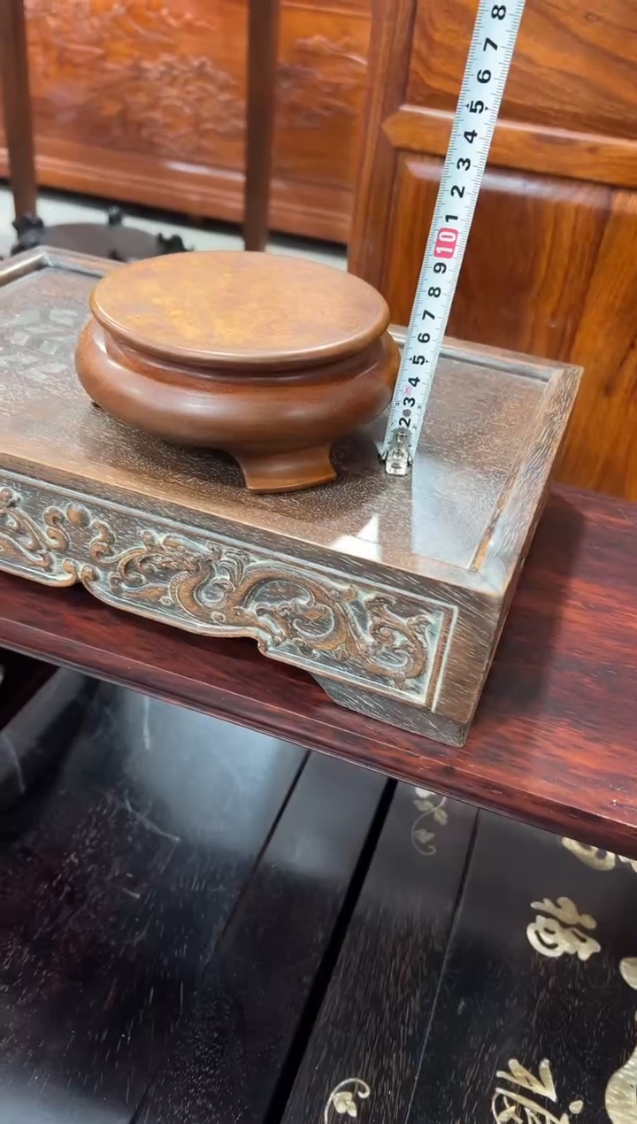 花梨木影木镶嵌小底座