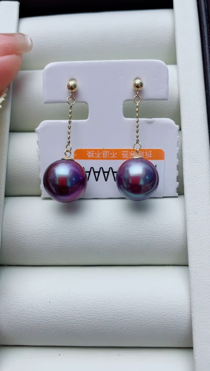 18K金镶嵌淡水珍珠耳饰W57