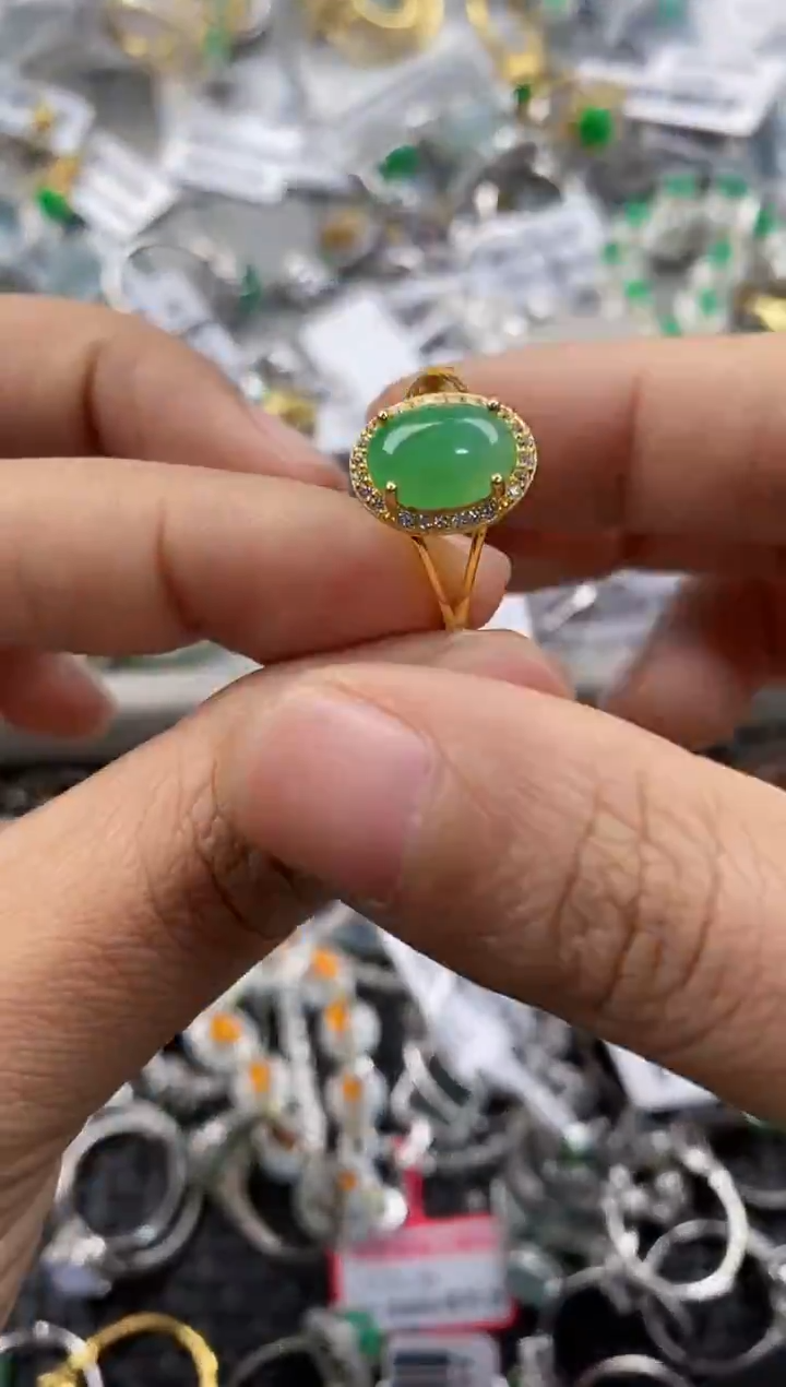 银S925镶嵌戒指翡翠888     3