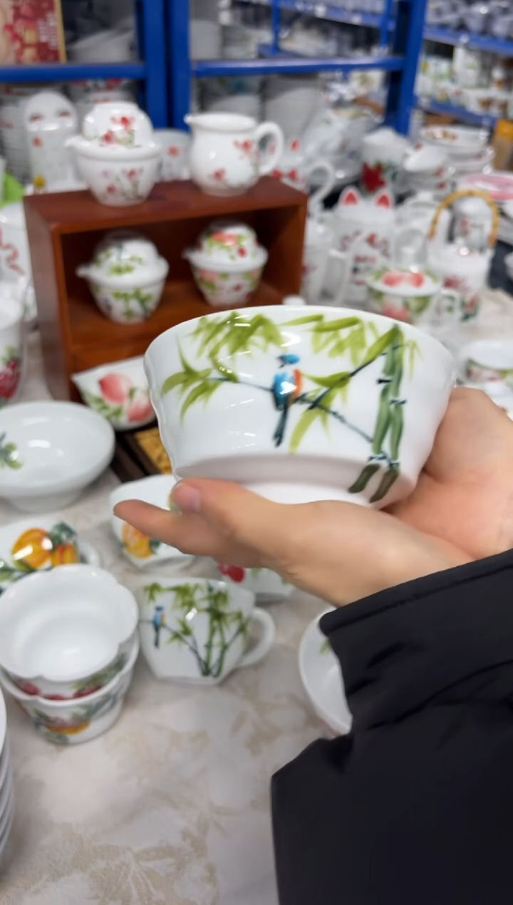 景德镇高温陶瓷食品级手绘釉中彩-小高脚