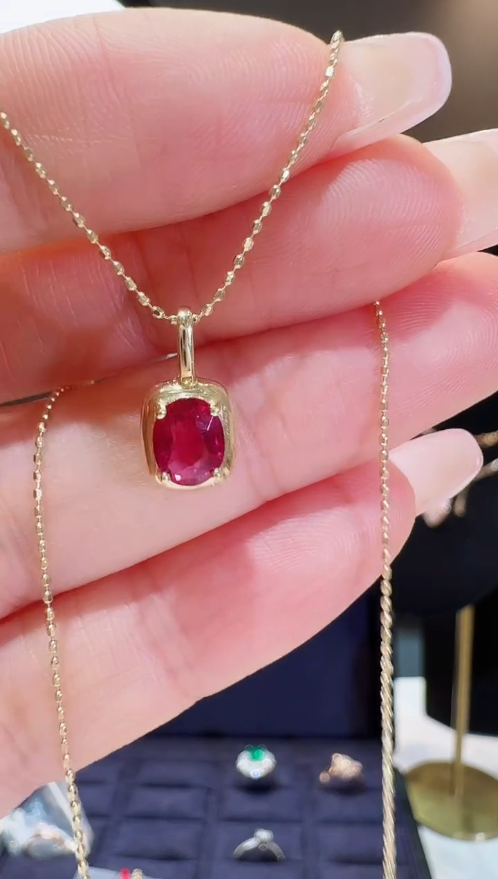 【闪购商品】碧玺单吊坠18K金镶嵌卢比莱单吊坠不含链