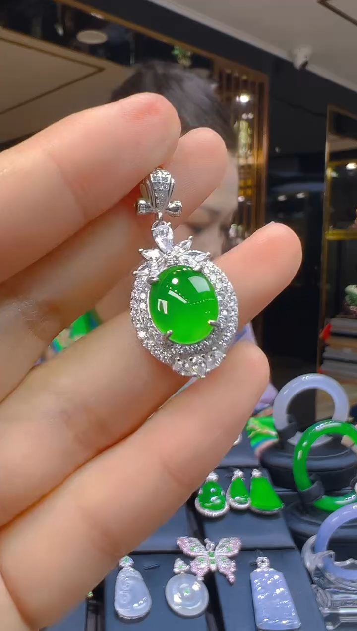 翡翠银S925镶嵌吊坠(赠链)160（多样性发其一）