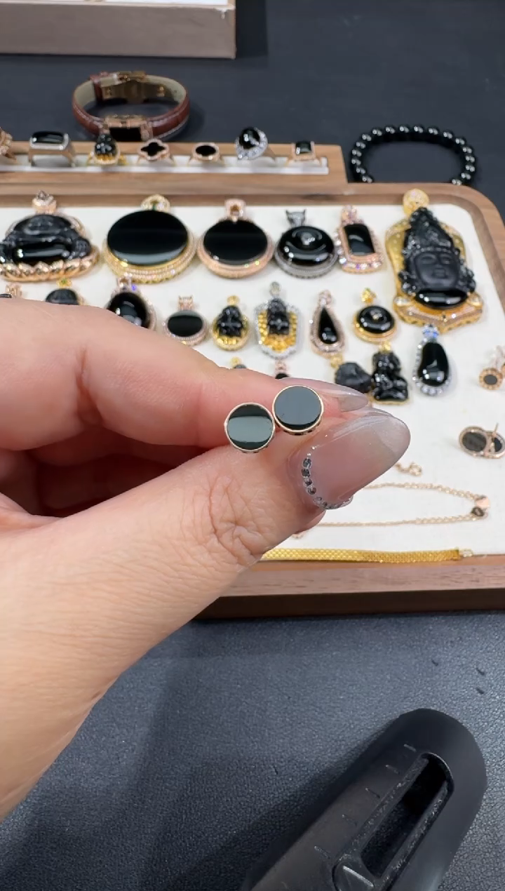 翡翠18K金镶嵌耳饰S0610-S2-9