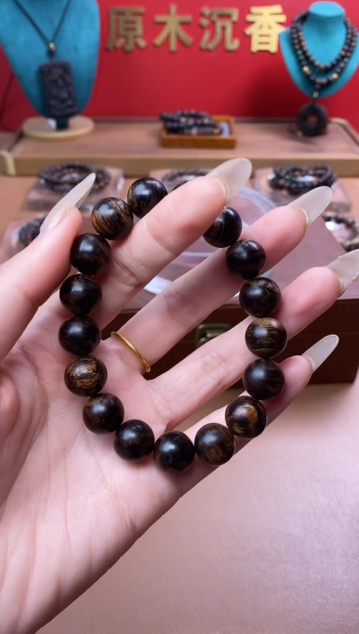 【闪购商品】沉香手串Y沉水越南芽庄白棋楠瘿子留疤12单圈